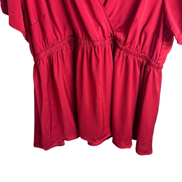 Torrid Red Surplice Wrap Peplum Blouse Size 4X Flowy Plus Size Top Holiday Basic - Picture 3 of 8